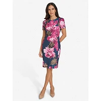 Floral Scuba Crepe Sheath Dress