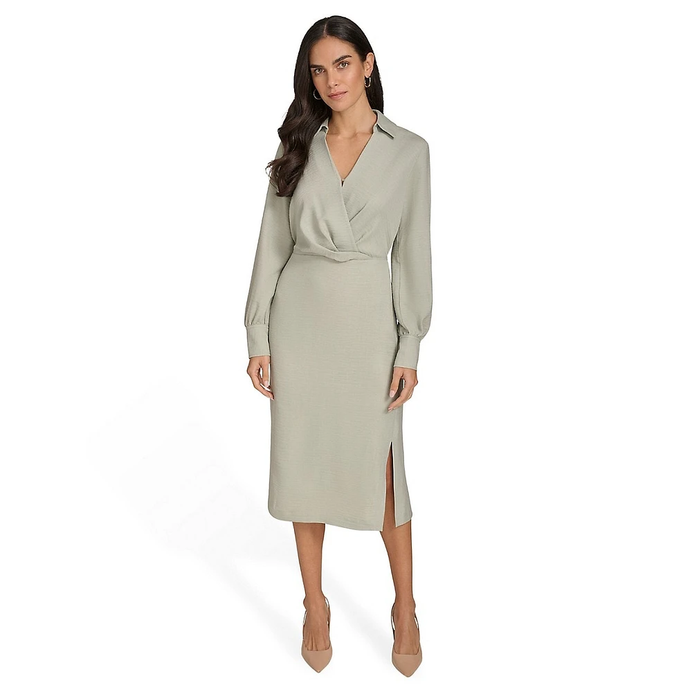 Surplice Shirt Dress