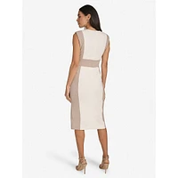 Buckled Colourblock Midi Sheath Dress