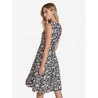 Abstract-Print Sleeveless Fit-&-Flare Dress