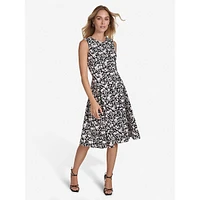 Abstract-Print Sleeveless Fit-&-Flare Dress