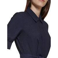 Belted Tie-Sleeve Shirt Dress