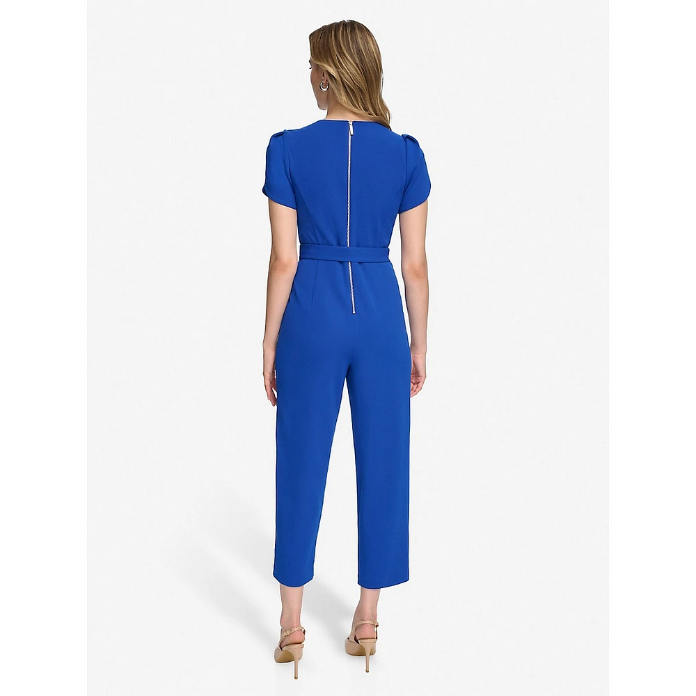 Tied Scuba Crepe Tapered Crop Jumpsuit