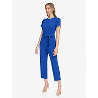 Tied Scuba Crepe Tapered Crop Jumpsuit