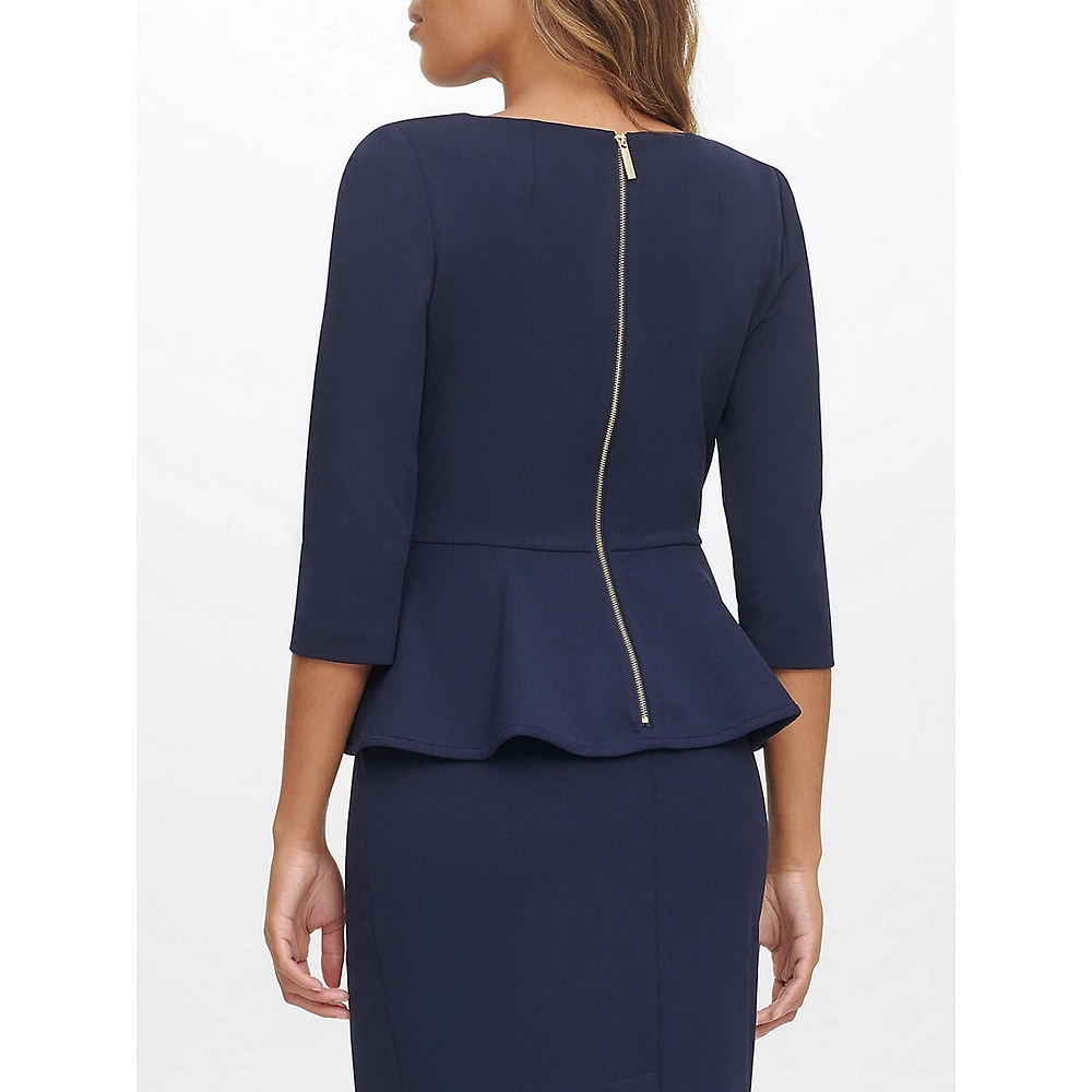 Peplum Sheath Scuba Crepe Dress