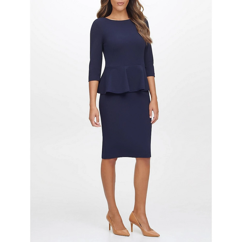 Peplum Sheath Scuba Crepe Dress