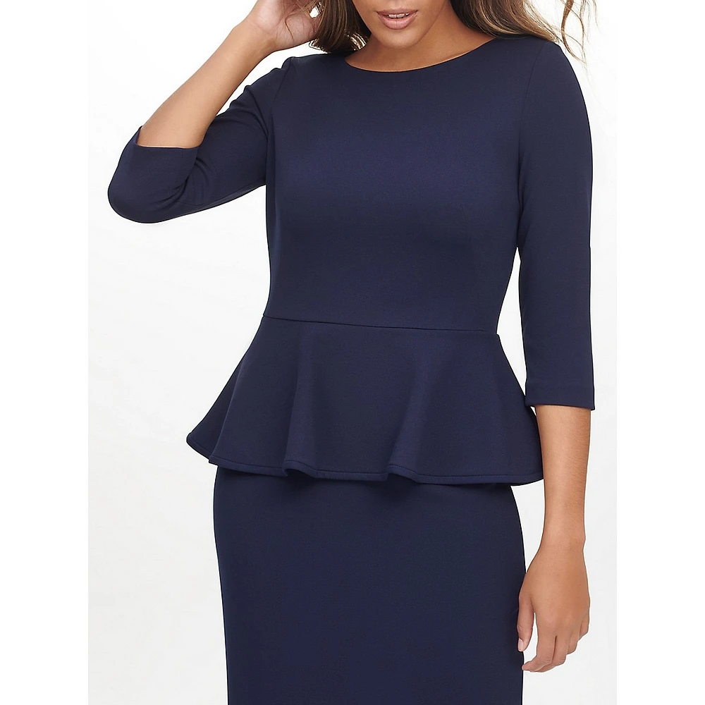 Peplum Sheath Scuba Crepe Dress