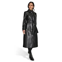 Faux Leather Trench Jacket