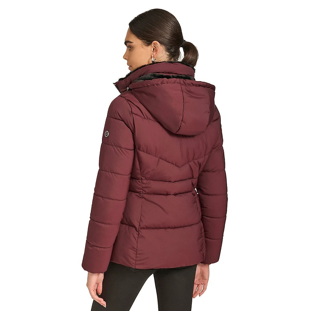 Faux-Fur Lined Hooded Puffer Jacket