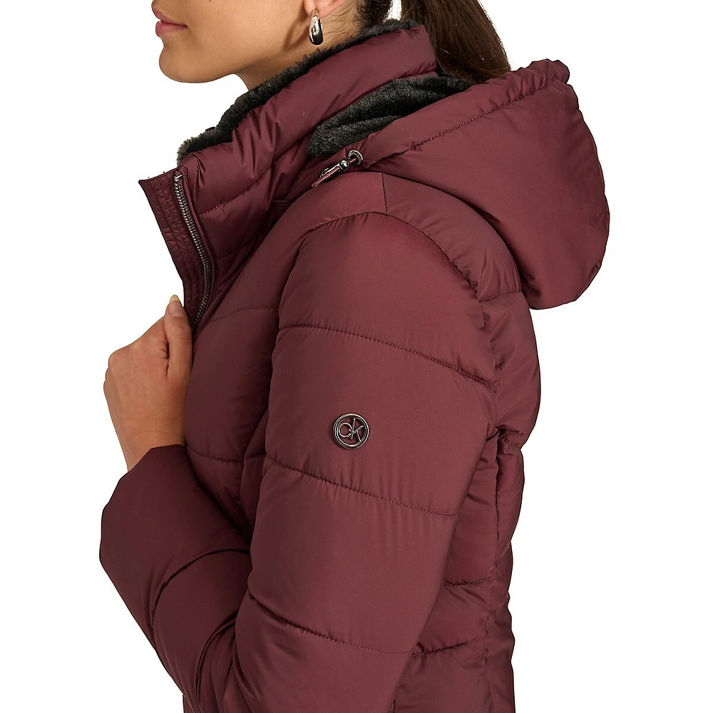 Faux-Fur Lined Hooded Puffer Jacket