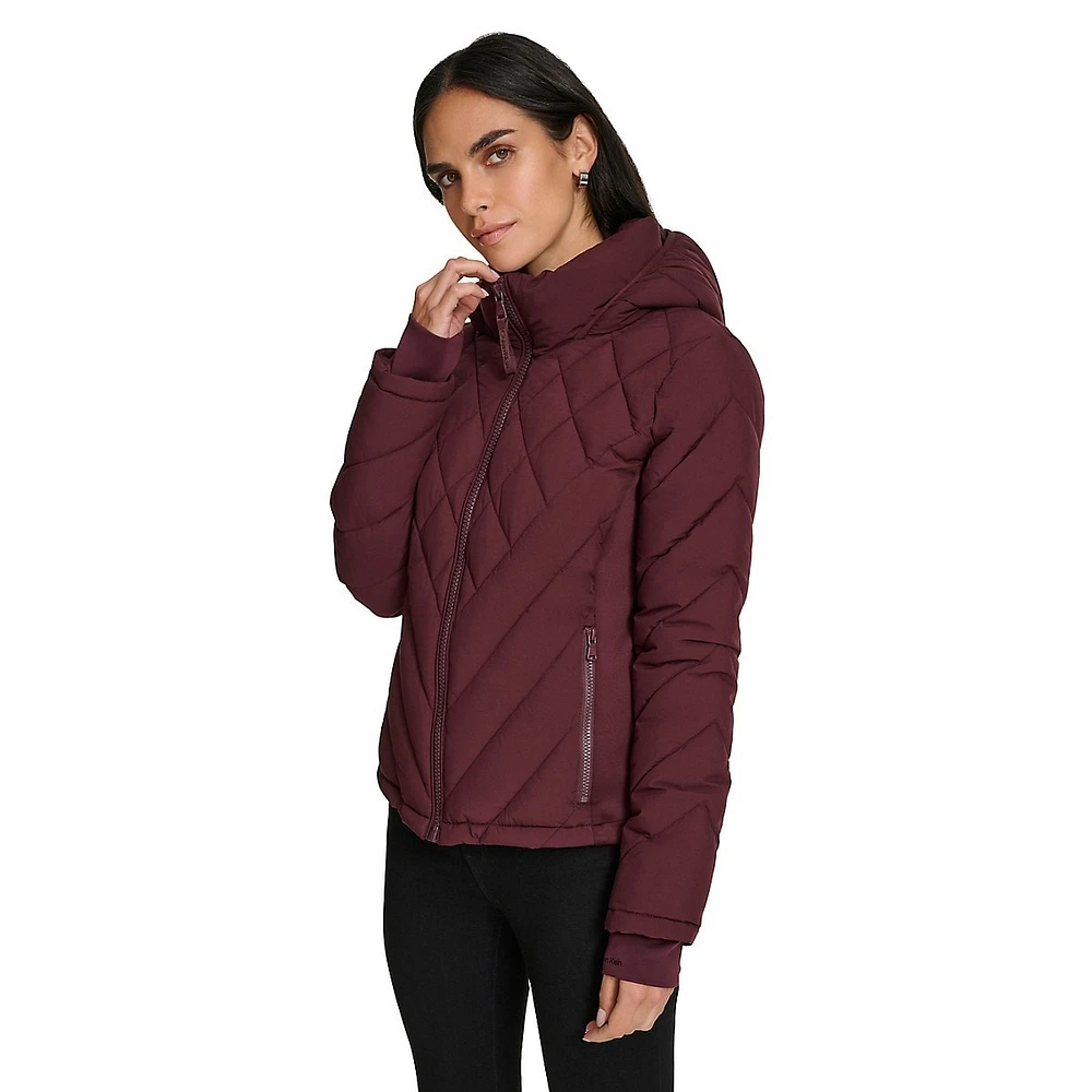 Packable Mixed-Media Puffer Jacket