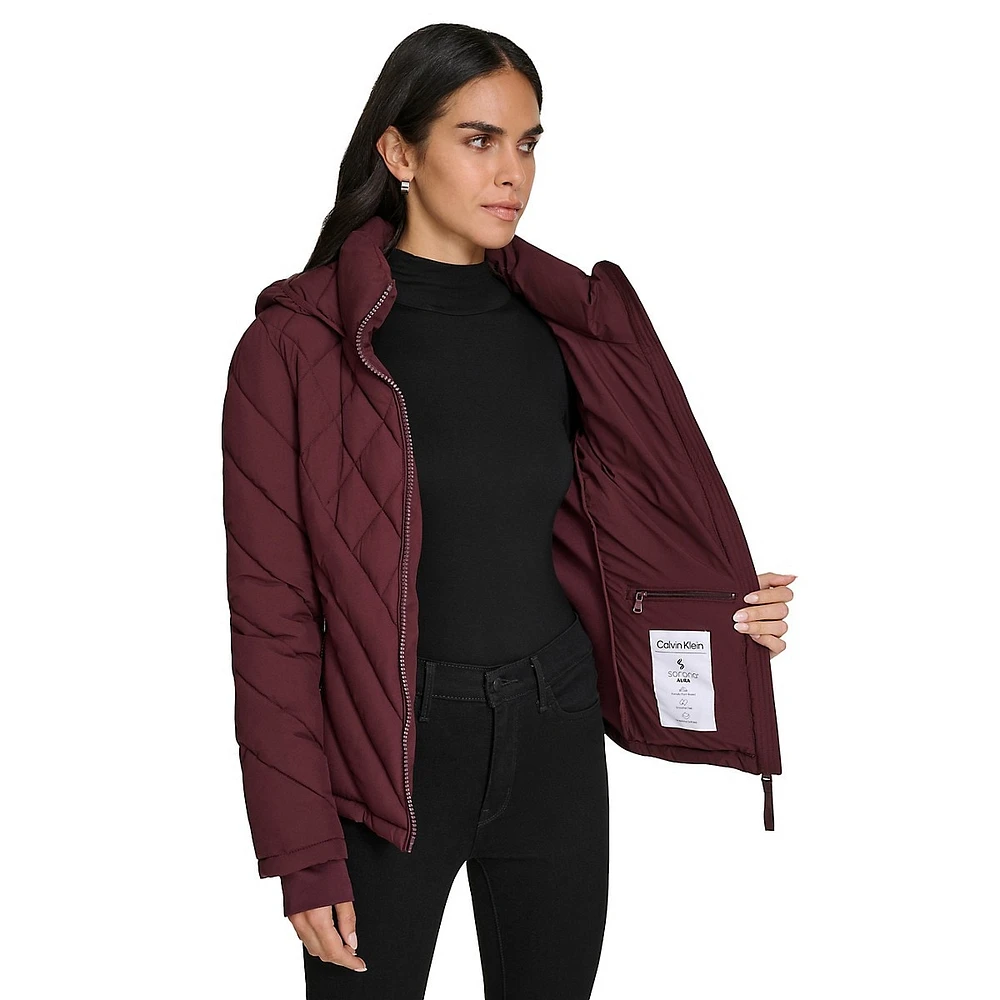 Packable Mixed-Media Puffer Jacket