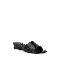 Kimms3 Croc-Embossed Slide Sandals