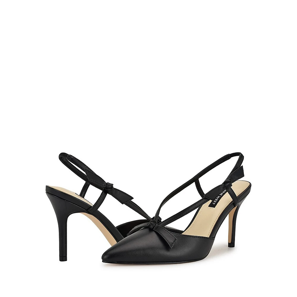 Ruze3 Bow-Trim Point-Toe Slingback Sandals