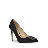 Fronz2 Jewel-Buckle Velvet Stiletto Pumps