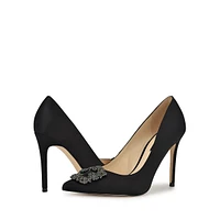 Fronz2 Jewel-Buckle Velvet Stiletto Pumps