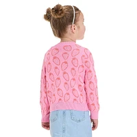 Little Girl's Strawberry Jacquard Cardigan