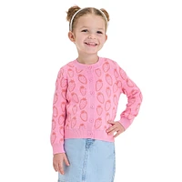 Little Girl's Strawberry Jacquard Cardigan