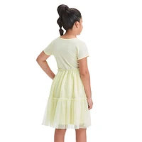 Girl's Short-Sleeve Tulle Tiered Dress