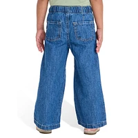 Little Girl's Drawstring Pull-On Wide-Leg Jeans