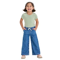 Little Girl's Drawstring Pull-On Wide-Leg Jeans