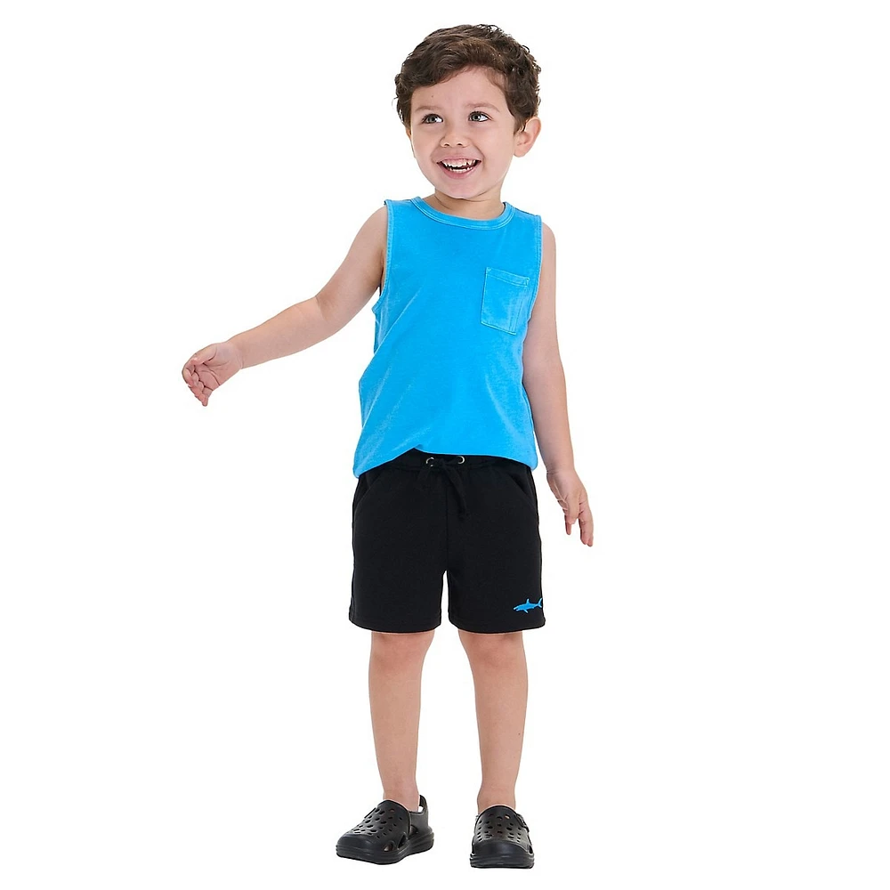 Little Boy's Shark Graphic Pull-On French Terry Shorts