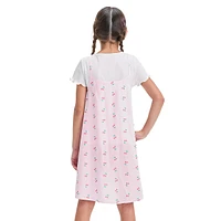 Girl's 2-Piece Lettuce-Trim T-Shirt & Slip Dress Set