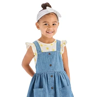 Little Girl's 2-Piece Flutter-Sleeve Top & Denim Skirtall Dress Set