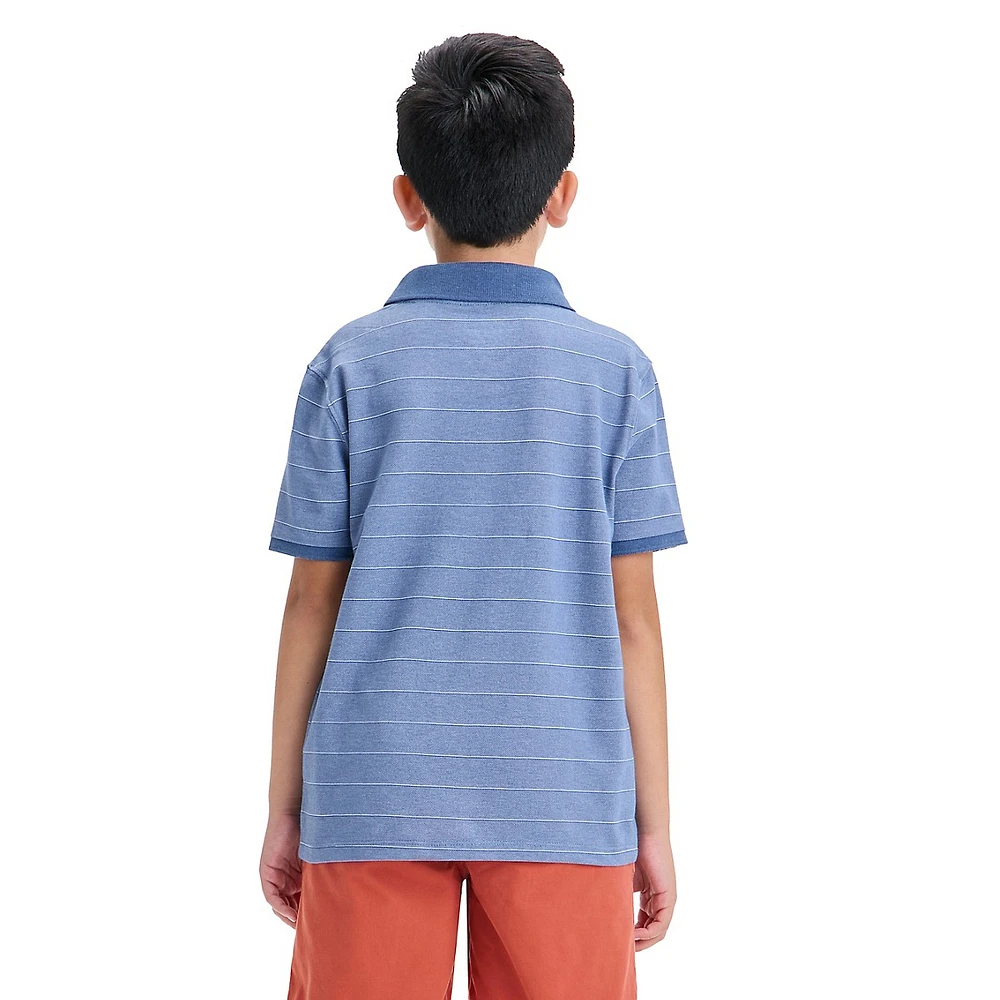 Boy's Fine-Stripe Piqué-Knit Polo Shirt