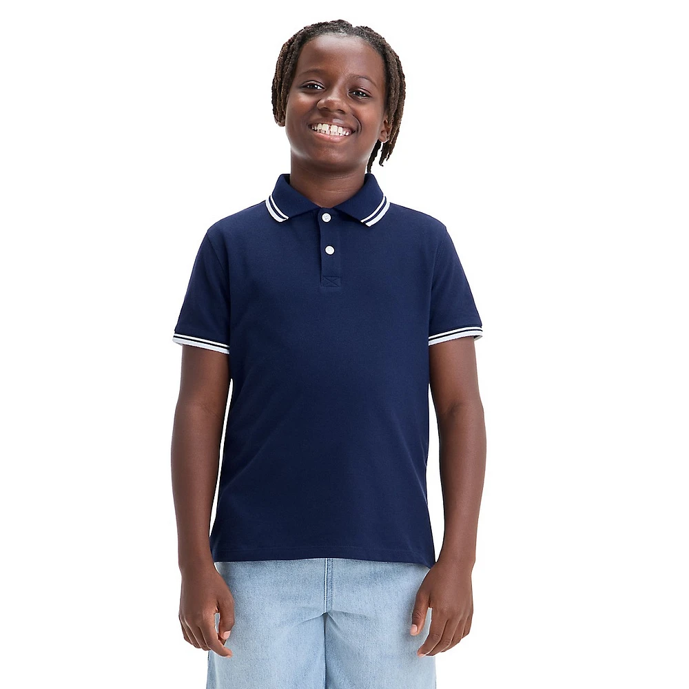 Boy's Tipped Piqué-Knit Polo Shirt