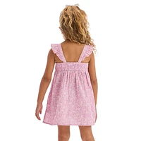 Little Girl's Floral Gauze Bow Dress