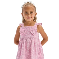 Little Girl's Floral Gauze Bow Dress