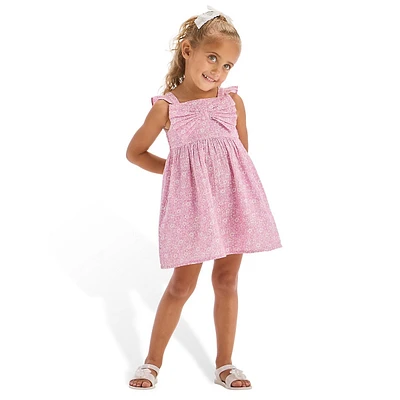 Little Girl's Floral Gauze Bow Dress