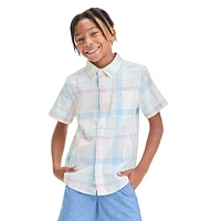 Boys' Short-Sleeve Plaid Poplin Shirt