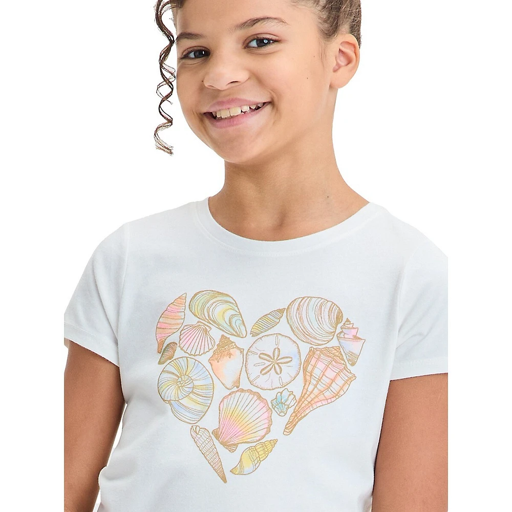 Girl's Seashell-Graphic T-Shirt