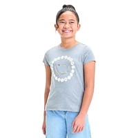 ​​Girl's Floral Smiley-Graphic T-Shirt