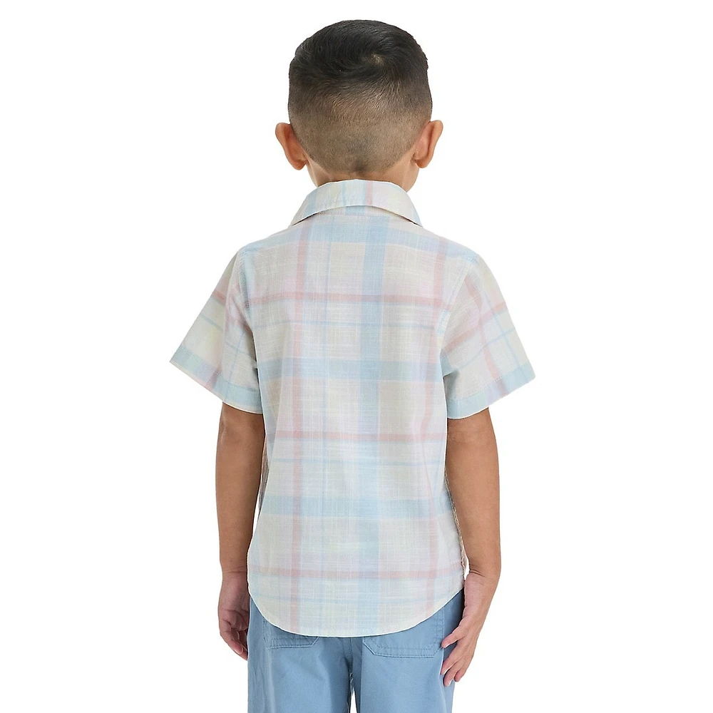 Little Boy's Short-Sleeve Plaid Poplin Shirt