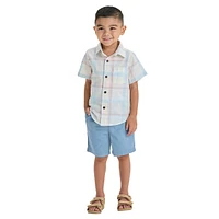 Little Boy's Short-Sleeve Plaid Poplin Shirt