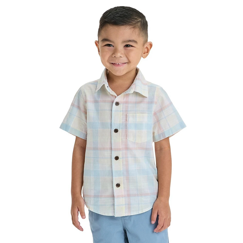 Little Boy's Short-Sleeve Plaid Poplin Shirt