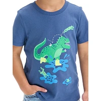 Little Kid's Puddle-Jumping Dino-Graphic T-Shirt