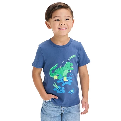 Little Kid's Puddle-Jumping Dino-Graphic T-Shirt