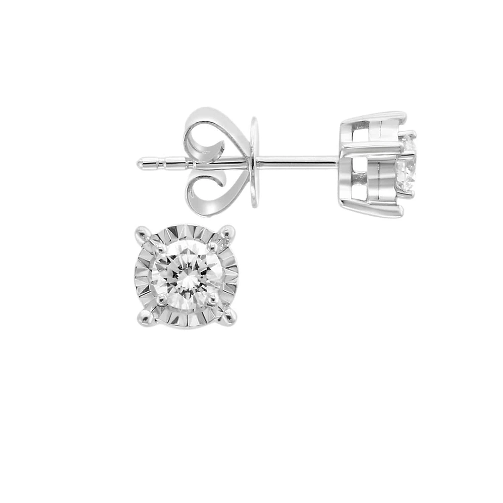 14K White Gold & 0.25 CT. T.W. Diamond Stud Earrings