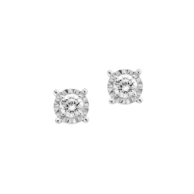 Or blanc 14 carats et or blanc 14 carats. 0,25 CT. Boucles d'oreilles à tige en diamant TW