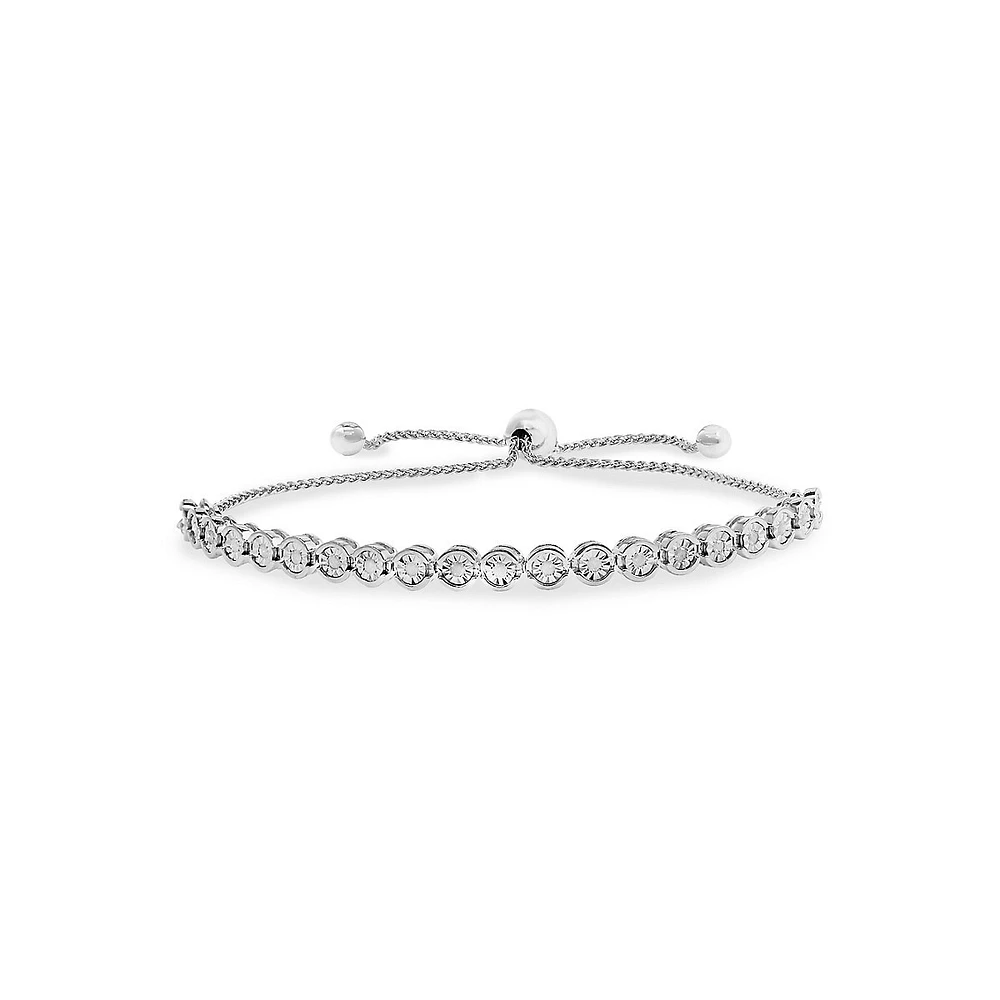 Sterling Silver & 0.24 CT. T.W. Diamond Bolo Tennis Bracelet