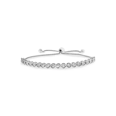 Sterling Silver & 0.24 CT. T.W. Diamond Bolo Tennis Bracelet