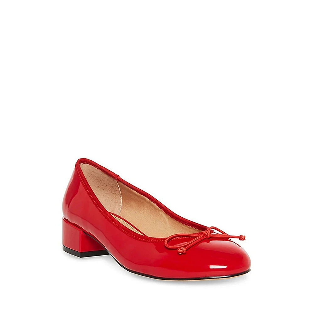 Cherry Patent Kitten Pumps