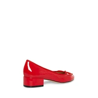 Cherry Patent Kitten Pumps