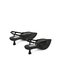 Legacii1 Beaded Mesh Slingback Kitten Pumps