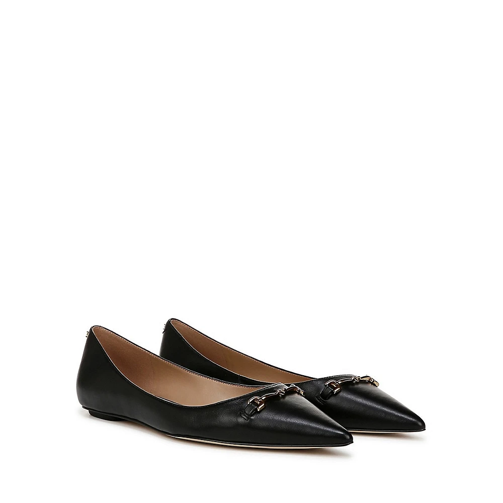 Nori Point-Toe Leather Ballet Flats