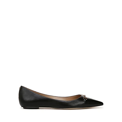 Nori Point-Toe Leather Ballet Flats